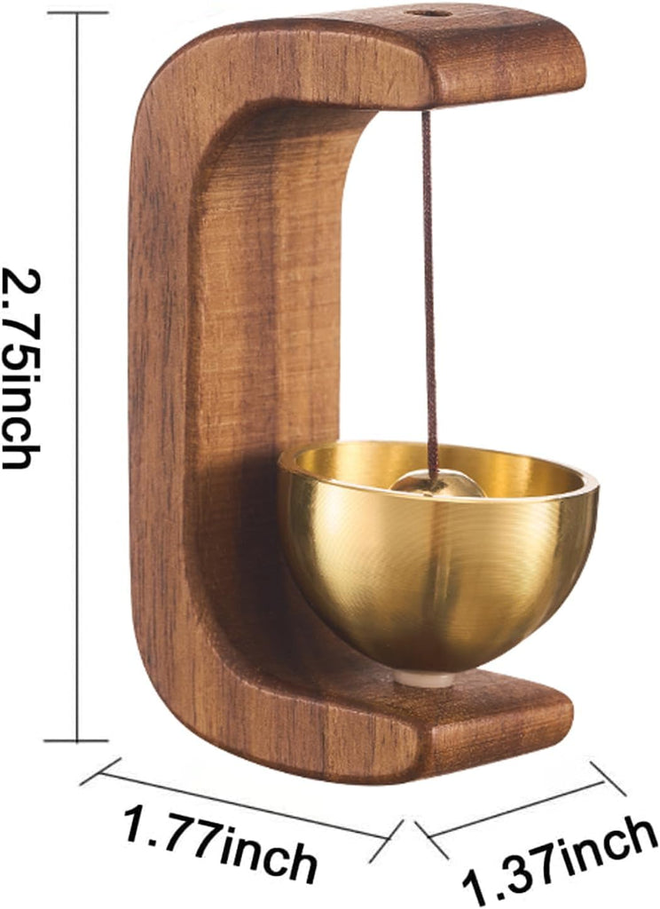 Magnetic Shopkeepers Bell for Door Opening - Vintage Wooden Wind Chime Doorbell with Brass Bell, Dopamine Decor & Wireless Adhesive Door Chime for Front Porch, Wall, Garden, Shop, Housewarming Gift