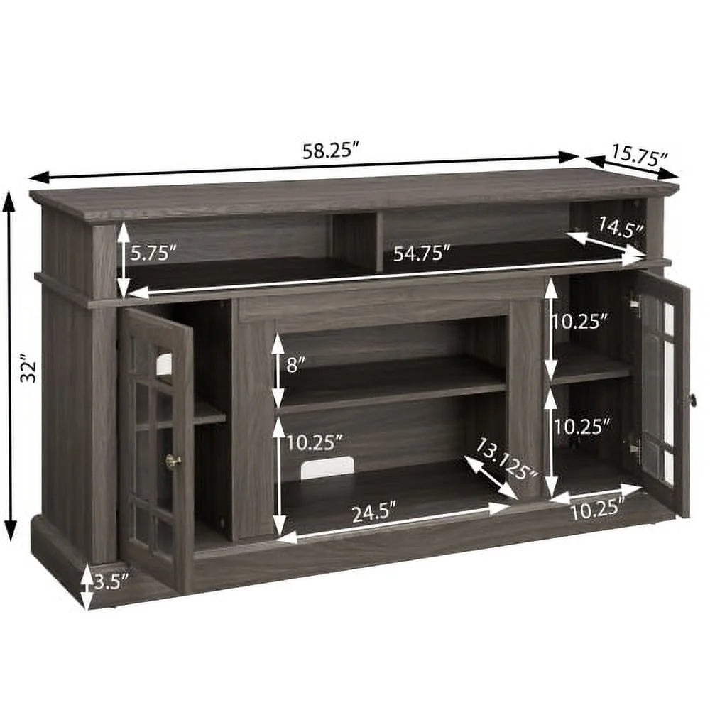 58" Fireplace TV Stand for 65" TVs (Dark Walnut)