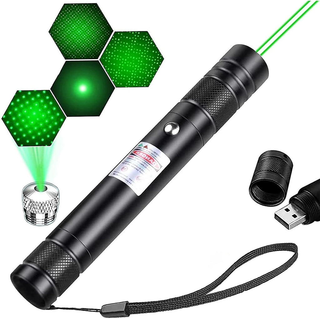 Advanced Long-Range Laser Pointer High Power - Rechargeable Green Laser Pointer with Removable Star Cap - Versatile Laser Pen for Astronomy, Construction, Presentations, and Outdoor Adventures