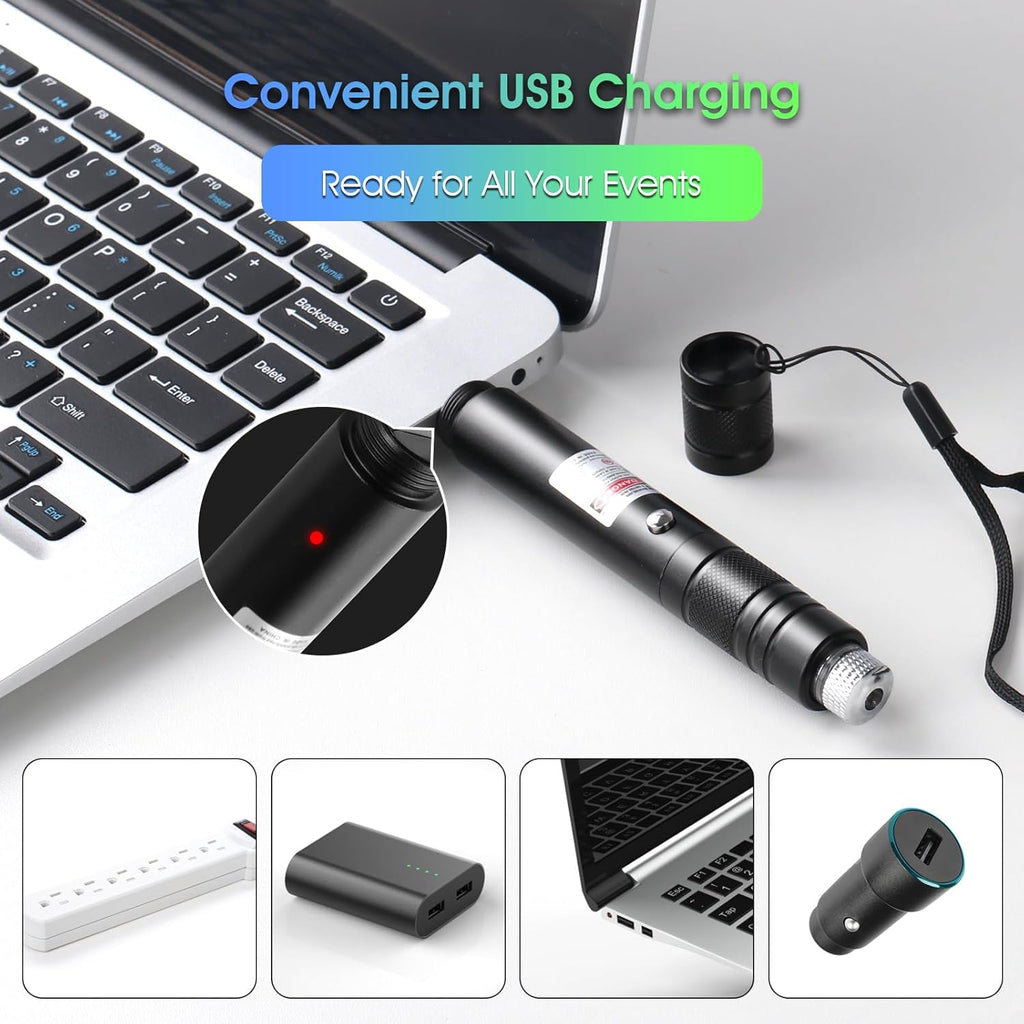 Advanced Long-Range Laser Pointer High Power - Rechargeable Green Laser Pointer with Removable Star Cap - Versatile Laser Pen for Astronomy, Construction, Presentations, and Outdoor Adventures