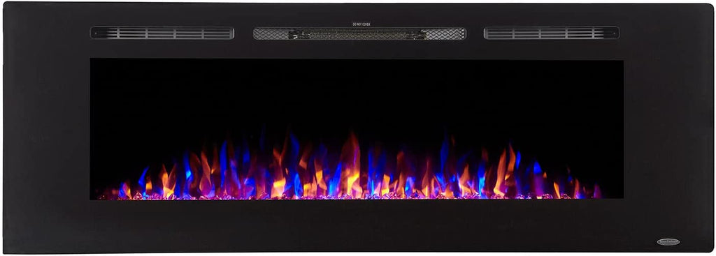 Smart Electric Fireplace-The Sideline 60" Wide-In Wall Recessed - 30 Realistic Ember Color/Flame Options - 1,500W Heater W/Thermostat - Log & Crystal Hearth Options - Alexa/Wifi Enabled